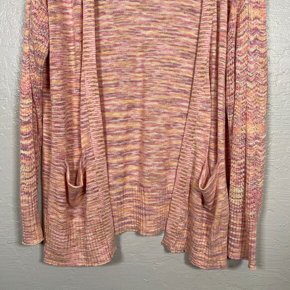Sundance Women L Orange Pink Purple Adelaide Dreaming Open Front Knit Cardigan - Picture 2 of 11